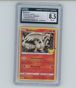 Reshiram Pokemon Celebrations square corner Misprint Miscut CGC 8.5 Error - Image 1