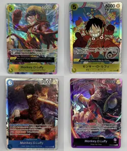 Monkey D. Luffy Card Bundle (4 Cards) | SR & Leader | One Piece TCG - Image 1