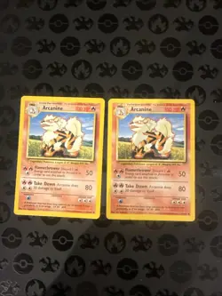 Arcanine Pokemon Card - Set Of 2 - 023/102 Base Set Regular - Used - Image 1