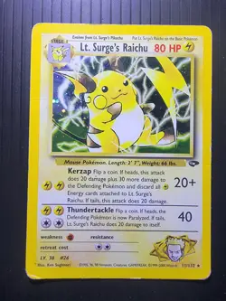 Pokemon WOTC Lt. Surge's Raichu Gym Challenge Holo Card 11/132 Unlimited Edition - Image 1
