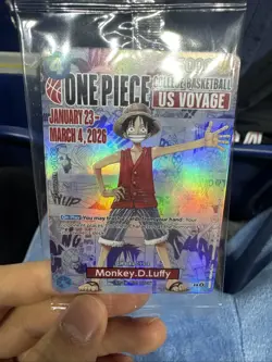 One Piece Monkey.D.Luffy College Basketball US Voyage Promo Card (Sealed) P-055 - Image 1