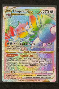Pokemon TCG Drapion VSTAR Rainbow Holo Card 200/196 Lost Origin Secret Rare - Image 1