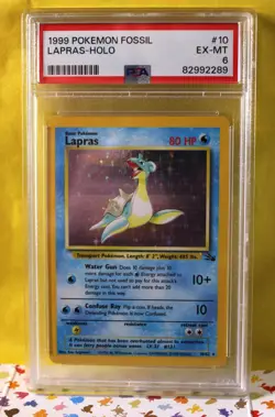 PSA Ex-Mint 6 Lapras Holo #10 from 1999 Pokemon Fossil - Image 2