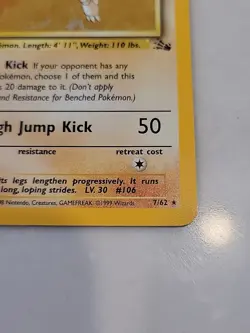 Hitmonlee 7/62 Pokemon TCG Fossil Set Holo - Image 4