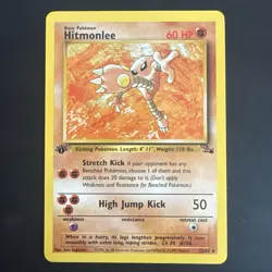 Pokemon Vintage 1st Edition Non-Holo Rare Hitmonlee Fossil 22/62 WotC 1999 - Image 1