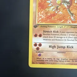 Pokemon Vintage 1st Edition Non-Holo Rare Hitmonlee Fossil 22/62 WotC 1999 - Image 5
