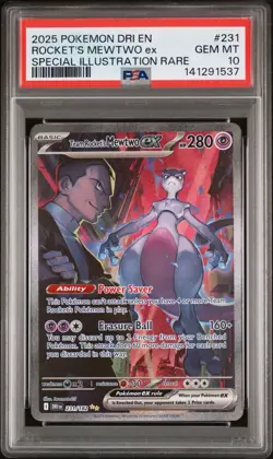 Pokemon 2025 Team Rocket's Mewtwo ex 231/182 SIR Destined Rivals GEM MINT PSA 10 - Image 1