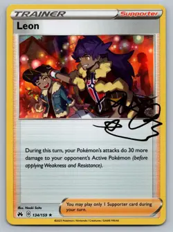 2022 Pokemon Crown Zenith Trainer Leon 134/159 Rare Holo NM - Image 1