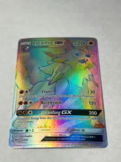 Lycanroc GX 155/147 Rare Rainbow Burning Shadows Pokemon Lightly Played - Image 1