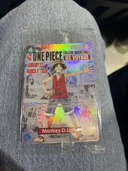 One Piece Monkey D. Luffy US Voyage College Basketball Promo Card (BRAND NEW) - Image 1