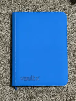 VaultX Binder Neon Blue 9 POCKET Exo-Tec Zip Binder Holds 360 Cards - Image 1