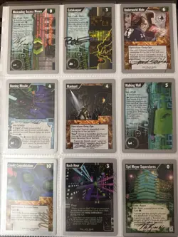 FF-1 Mixed Lot Of 9 Signed Netrunner Cards Kimble Sledd Poole Seeley Gianni Etc - Image 1