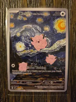 Pokemon Clefairy Starry Night Van Gogh Black Star Promo Fan Art Card - 60 HP - Image 1