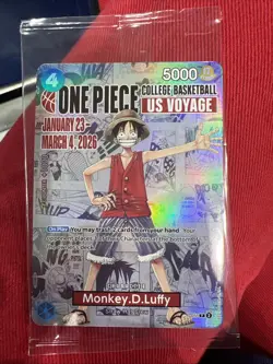 One Piece Monkey D. Luffy College Basketball US Voyage Promo Card SHIPS TODAY! - Image 1