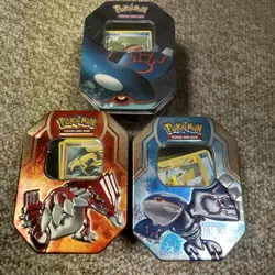 Pokemon Lot of 2006 and 2015 Kyogre Tins full of Commons,Holos and Old Cards - Image 1