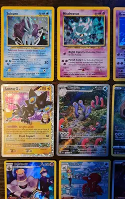 Pokemon 12 Card Lot. Neo Holo Suicune, Blissey, Misdreavus. Base Set Mewtwo. - Image 2