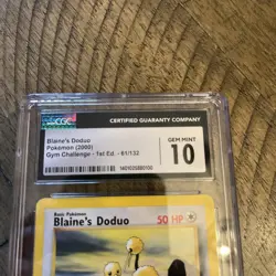 CGC 10 GEM MINT Blaine's Doduo Gym Challenge 1st Edition 61/132 Pokemon Card - Image 2