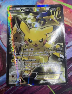 Pokemon TCG: PIKACHU EX- XY124 holo card DAMAGED - Image 1