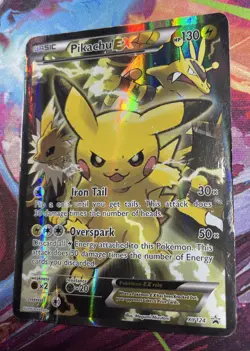 Pokemon TCG: PIKACHU EX- XY124 holo card DAMAGED - Image 2