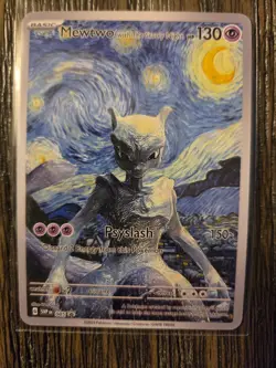 Pokemon Mewtwo Starry Night Van Gogh Black Star Promo Fan Fan Art Card - 130 HP - Image 1