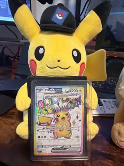 Pokemon TCG Sv08: Surging Sparks Pikachu EX Holo Card 219/191 NM Condition - Image 1
