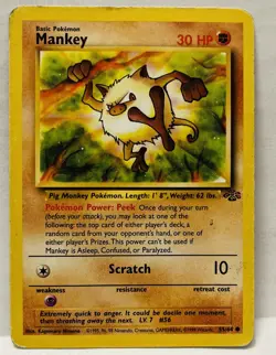 Pokemon TCG Mankey Jungle 55/64 Regular 1st Edition Common HP - Image 1