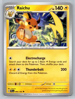 Raichu 064/193 Paldea Evolved Pokemon Electric Stage 1 Thunderbolt 200 Damage - Image 1