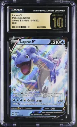 Lapras V *CGC PRISTINE 10* Holo Rare *#49* Sword & Shield * Pokemon - Image 1