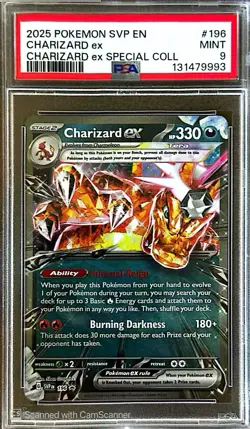 2025 POKEMON SVP EN-SV BLACK STAR PROMO #196 CHARIZARD EX PSA 9 - Image 1