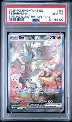 2025 POKEMON WHT EN-WHITE FLARE SPECIAL ILLUSTRATION RARE RESHIRAM EX PSA 10 - Image 1