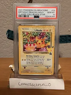 2021 Pokemon Celebrations Birthday Pikachu-Holo Coll-Black Star #24 PSA 10 - Image 2