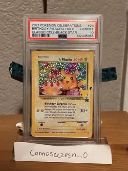 2021 Pokemon Celebrations Birthday Pikachu-Holo Coll-Black Star #24 PSA 10 - Image 4