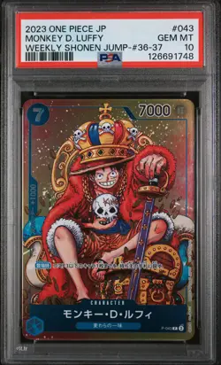 PSA 10 - Monkey D. Luffy - P 043 Promo - One Piece Japanese - Weekly Shonen Jump - Image 1