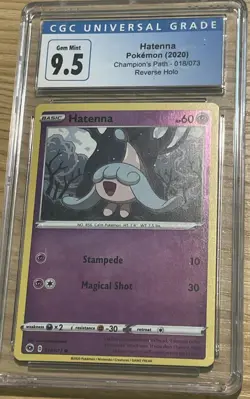 Hatenna 2020 CGC 9.5 GEM MINT Pokemon Card Reverse Holo Champion’s Path 018/073 - Image 1