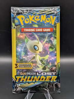 Pokemon Sun & Moon Lost Thunder Celebi Art Mini Booster Pack 3 Cards - Image 1