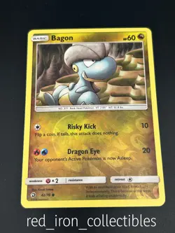 Bagon 42/70 Reverse Holo Common Sun & Moon Dargon Majesty Pokemon Card 2018 - Image 1