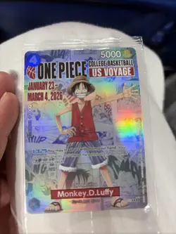One Piece Card Game Monkey D. Luffy US Voyage Promo Holo P-055 Straw Hat - Image 1