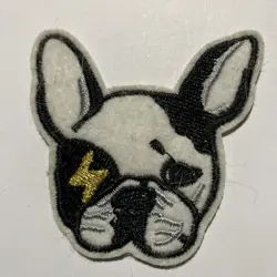 Dog with Lightning Eye Embroidered Patch Iron On/Sew On 2.5"x2.25" - Image 1