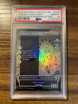 MTG✨SUMMON: CHOCO/MOG WOODBLOCK Borderless FOIL✨FIN FFVII PSA 10 Common LOW POP - Image 1