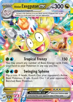 x1 Alolan Exeggutor ex - 133/191 - Double Rare Pokemon SV08 Surging Sparks M/NM - Image 1