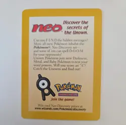 Pokemon TCG - Neo Discovery Pokemon League Ad Promo WoTC Unown Pichu NM - Insert - Image 4