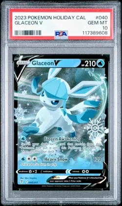 Glaceon V 040/203 Snowflake Stamp PSA 10 (2023 Pokemon Holiday Calendar) - Image 1
