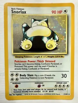 1999 Pokemon TCG Snorlax 11/64 Jungle Holo NO SET SYMBOL ERROR ! High Grade NP - Image 1