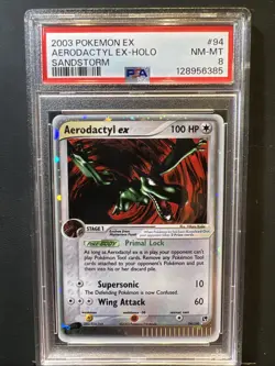 2003 POKEMON EX SANDSTORM #94 AERODACTYL EX-HOLO PSA 8 - Image 2