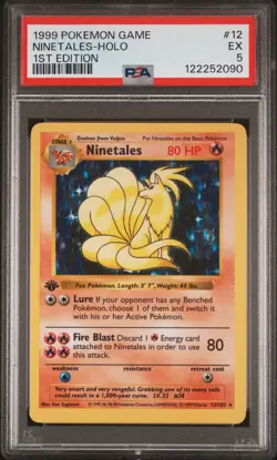 1999 Pokemon Base Set 1st Edition Ninetales #5 Holo PSA 5 - Image 1