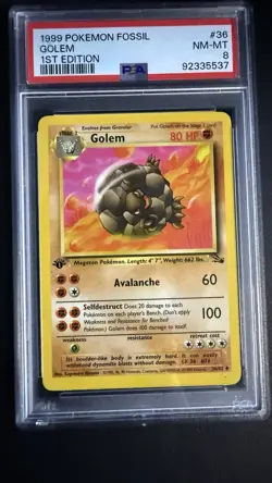 1999 Pokemon Fossil TCG Golem 1st Edition Uncommon PSA 8 NM-Mint 36/62 - Image 1