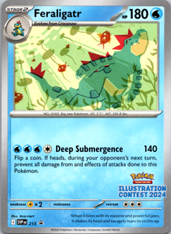 Pokemon TCG Feraligatr SVP 213 Black Star Promo Illustration Contest 2024 NM - Image 1