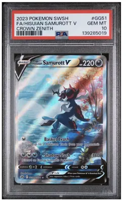 PSA 10 - 2023 Pokemon Sword And Shield Crown Zenith Fa/Hisuian Samurott V #GG51 - Image 1