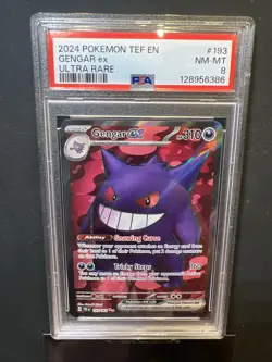 2024 Pokemon TEF EN Temporal Forces #193 Gengar EX Ultra Rare 193/162 PSA 8 - Image 1