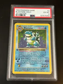 Pokemon TCG First Edition Base Set Blastoise Holo PSA 6 EX-MT - Image 1